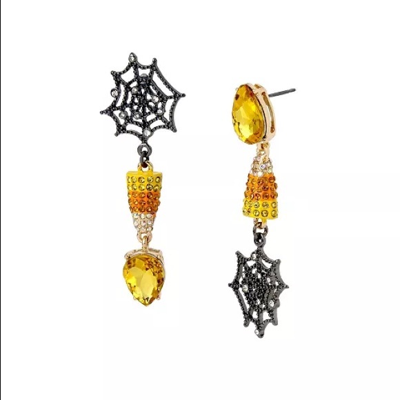 🩷 New Betsey Johnson Candy-corn Halloween earrings - Picture 5 of 6
